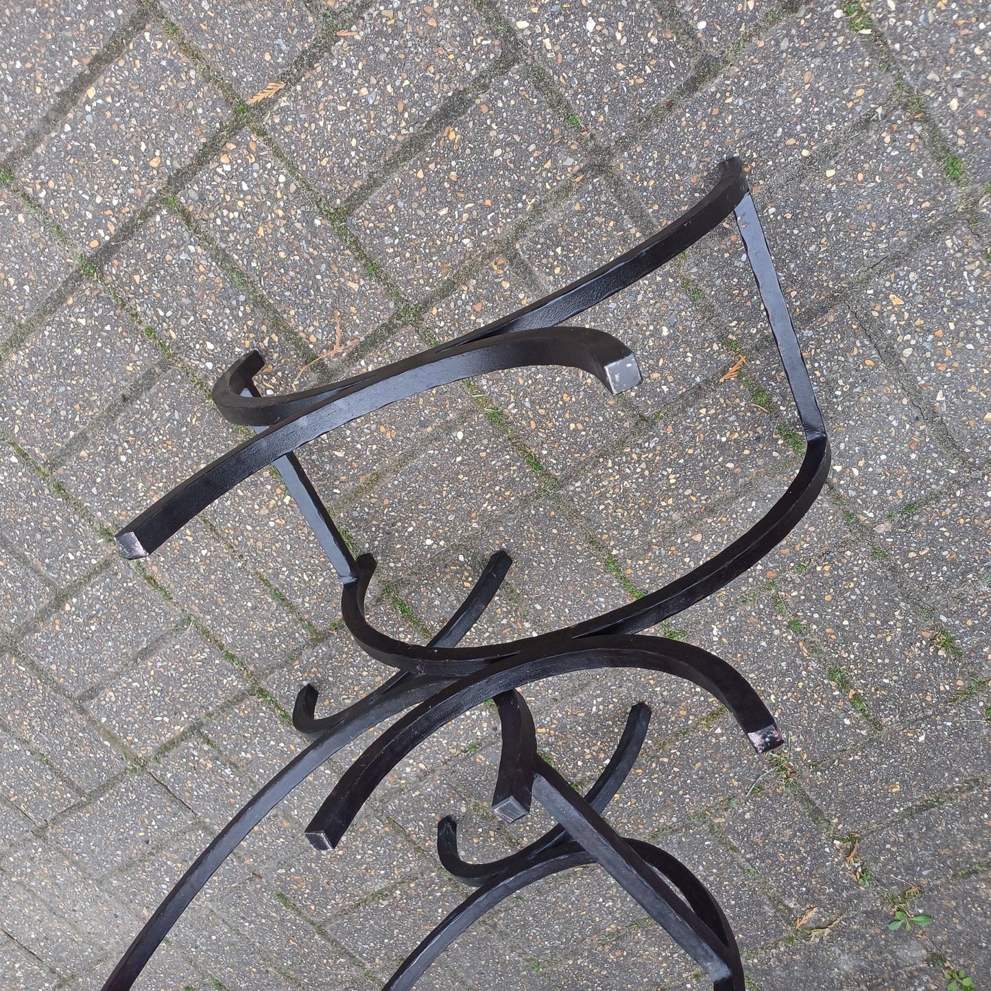 Pair of Vintage Iron Log Holders 1980s 1990s Black Hand Forged Wrought Iron Fireplace Wood Storage Rustic Industrial Style