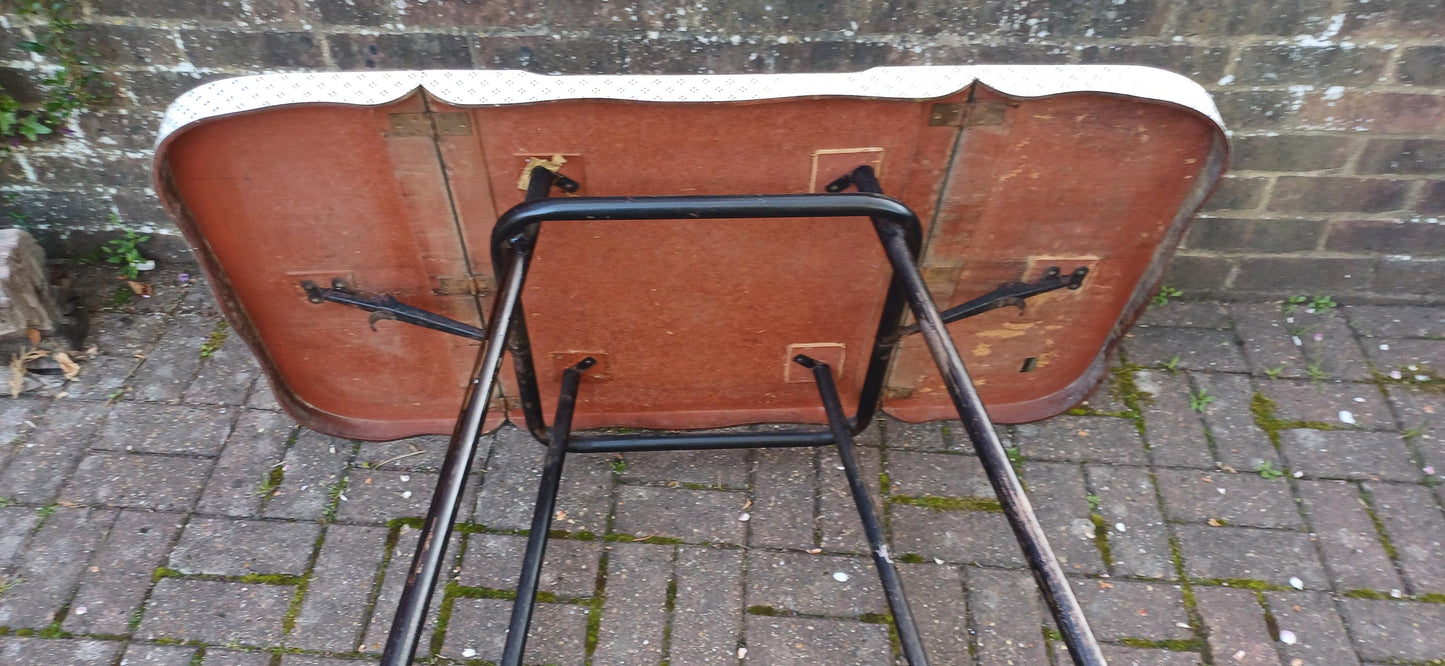 Classic American Vintage Retro Funky Drop Leaf Geometric Formica and Metal Kitchen Dining Table Quintessential 50s Décor FREE HAND Delivery