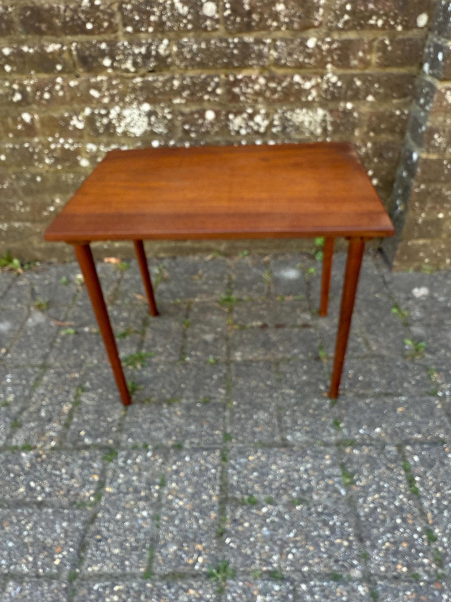 Retro 1970s small wooden table wide; plant table, plant stand, side table, vintage table 48cm x height 41cm x depth 34cm