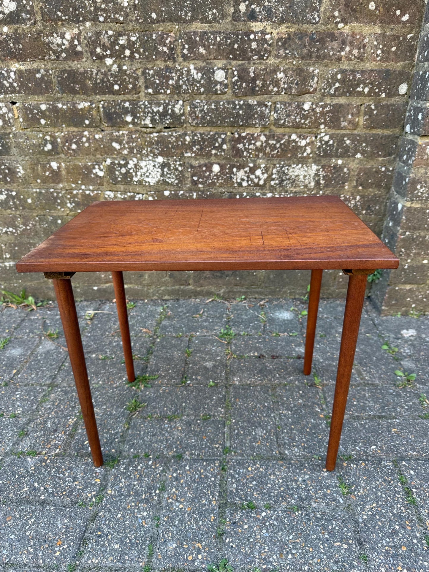 Retro 1970s small wooden table wide; plant table, plant stand, side table, vintage table 48cm x height 41cm x depth 34cm