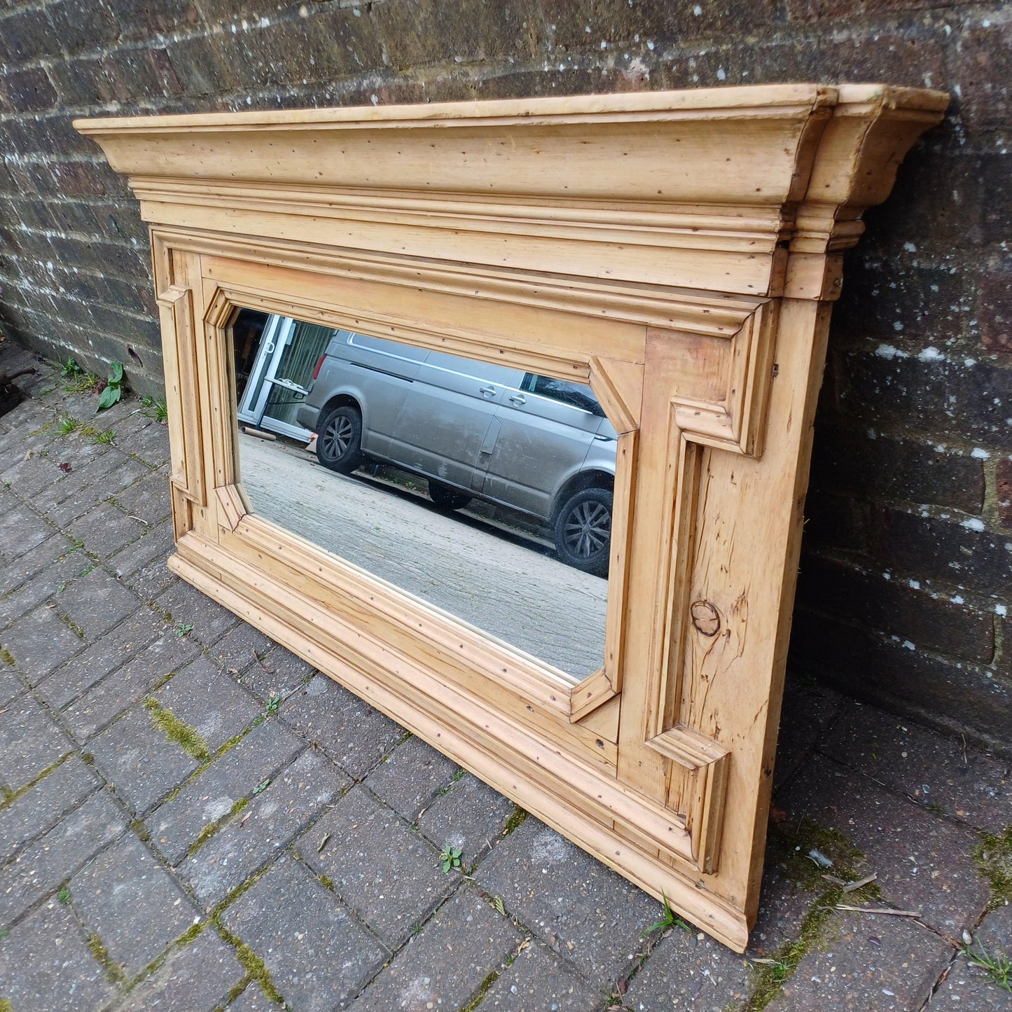 Vintage Antique Victorian Stripped Pine Over Mantel or Wall Amazing Cornice Statement Piece Natural Wax Finish FREE HAND Delivery