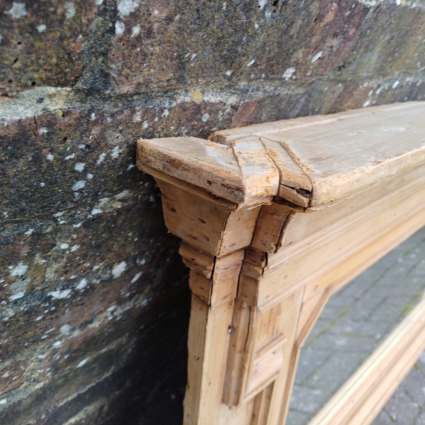 Vintage Antique Victorian Stripped Pine Over Mantel or Wall Amazing Cornice Statement Piece Natural Wax Finish FREE HAND Delivery