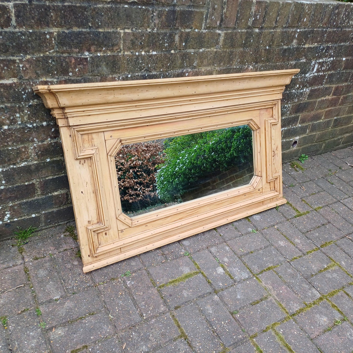 Vintage Antique Victorian Stripped Pine Over Mantel or Wall Amazing Cornice Statement Piece Natural Wax Finish FREE HAND Delivery