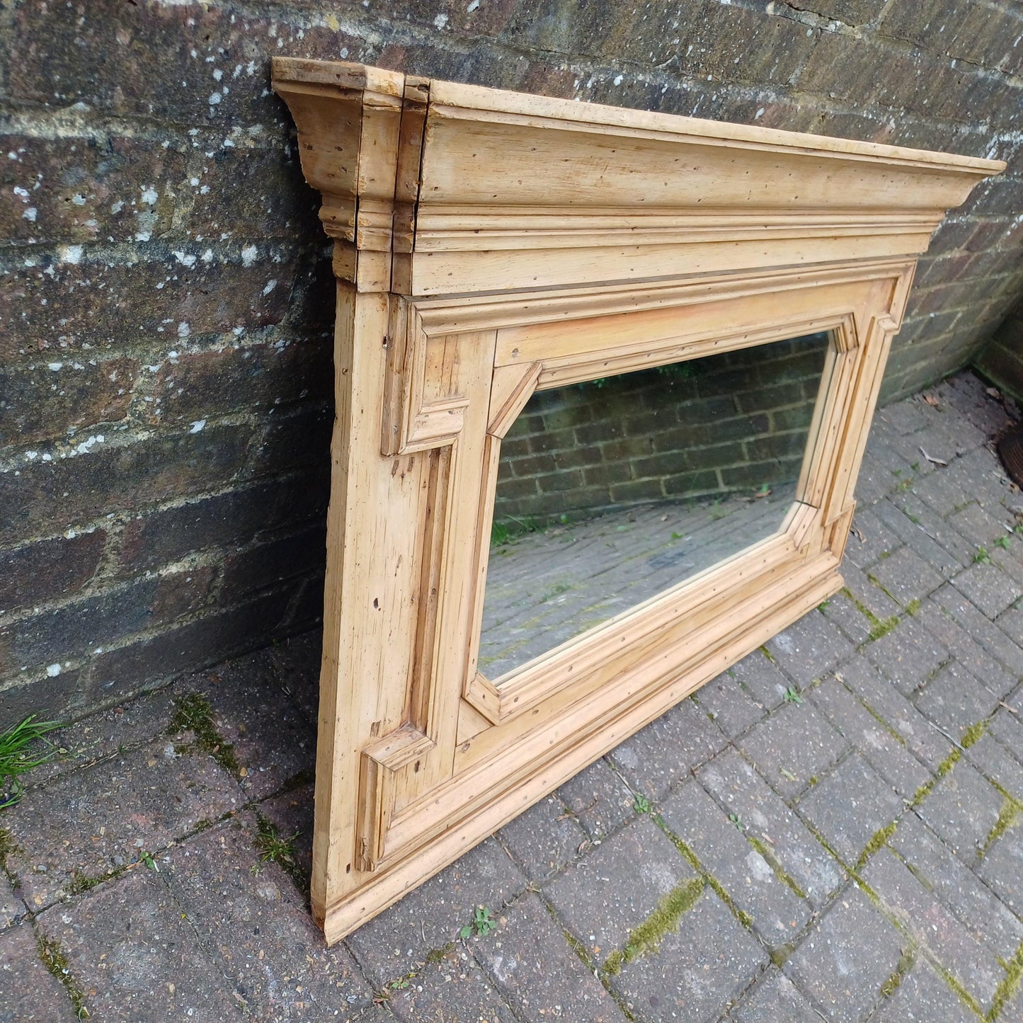 Vintage Antique Victorian Stripped Pine Over Mantel or Wall Amazing Cornice Statement Piece Natural Wax Finish FREE HAND Delivery