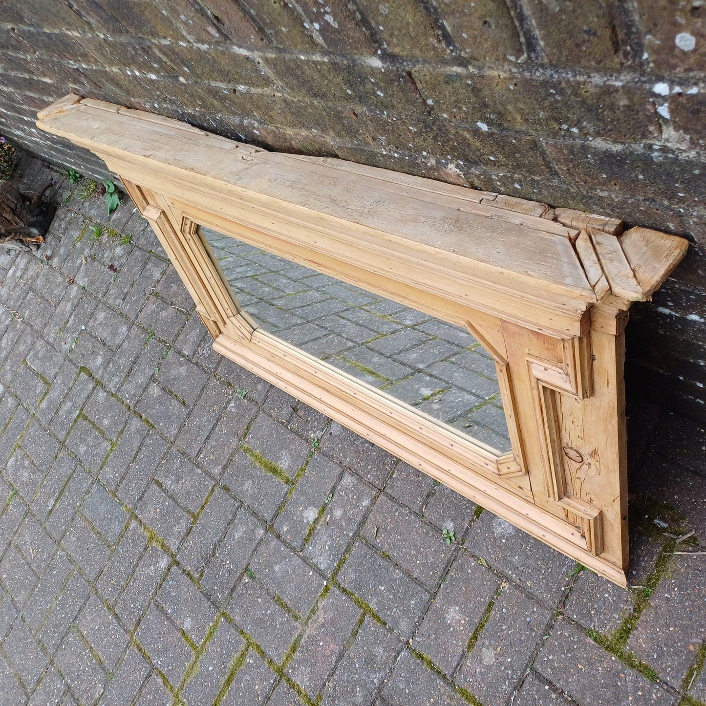 Vintage Antique Victorian Stripped Pine Over Mantel or Wall Amazing Cornice Statement Piece Natural Wax Finish FREE HAND Delivery