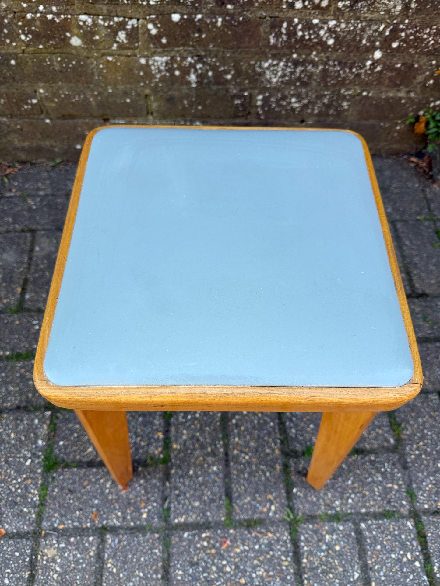 Mid-century Ben Chair Ltd beech stool with vinyl top - VGC - original early retro Scandi stool