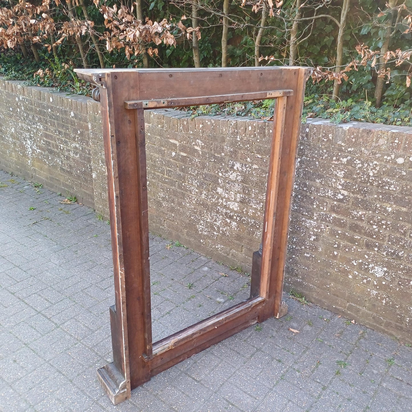Huge Rare Solid Oak Freemasons Architectural Frame Neoclassical Columns Emblem Antique Lodge Furniture Mirror Surround FREE HAND Delivery