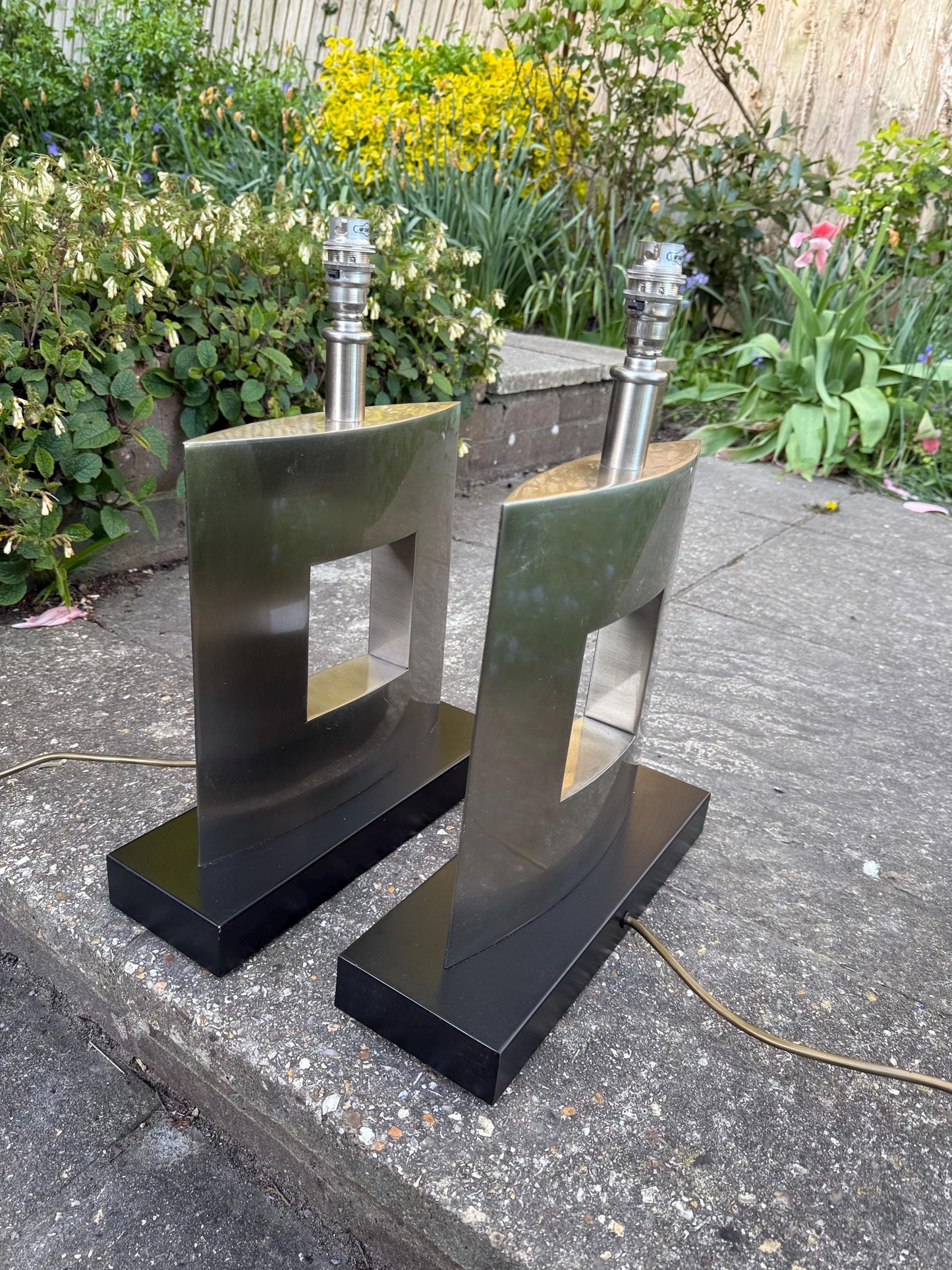 Top Quality Industrial Style Heavy Metal lamps – brushed steel on metal base – large working and PAT tested lamps
