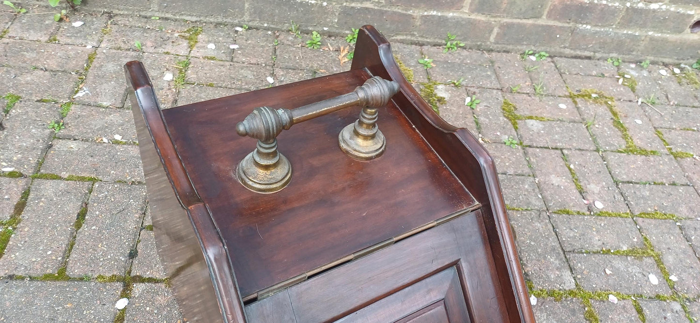 Large Antique Edwardian Mahogany Coal Scuttle With Brass Handle & Metal Liner Vintage Fireside Box Fireplace Bin Kindling Wood Fuel Storage.