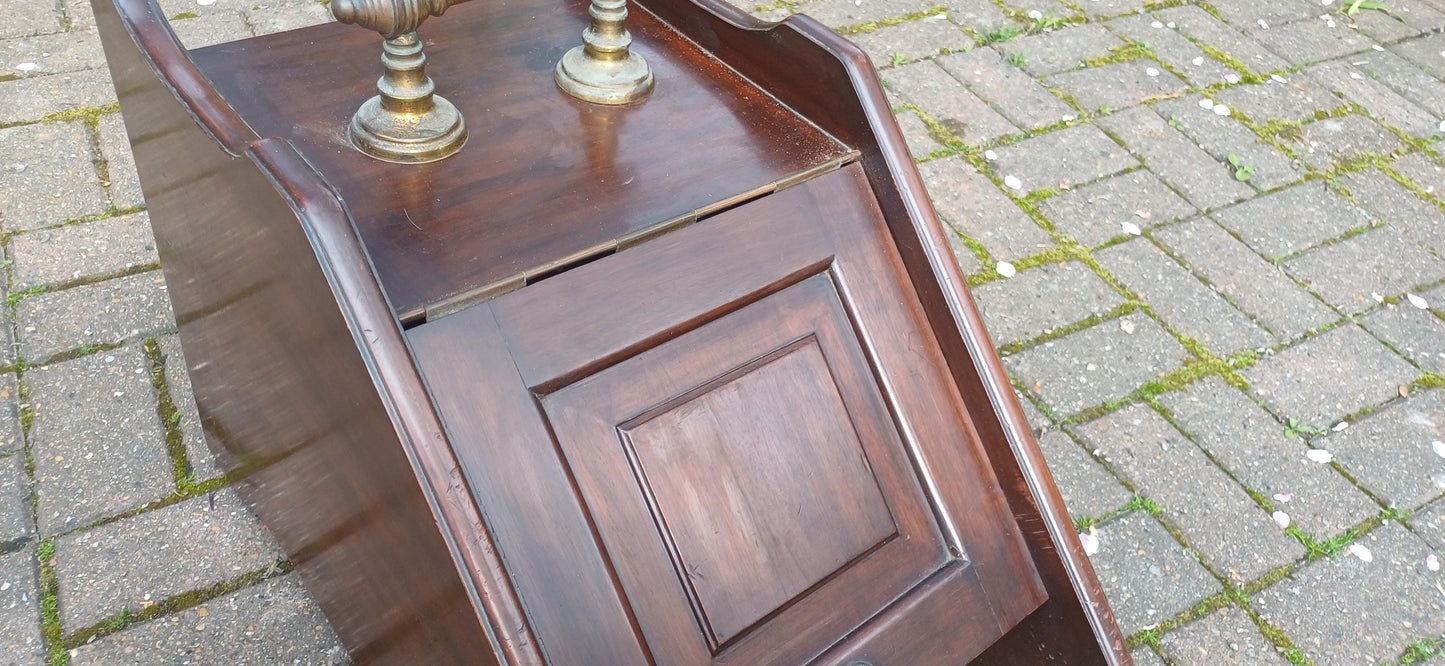 Large Antique Edwardian Mahogany Coal Scuttle With Brass Handle & Metal Liner Vintage Fireside Box Fireplace Bin Kindling Wood Fuel Storage.