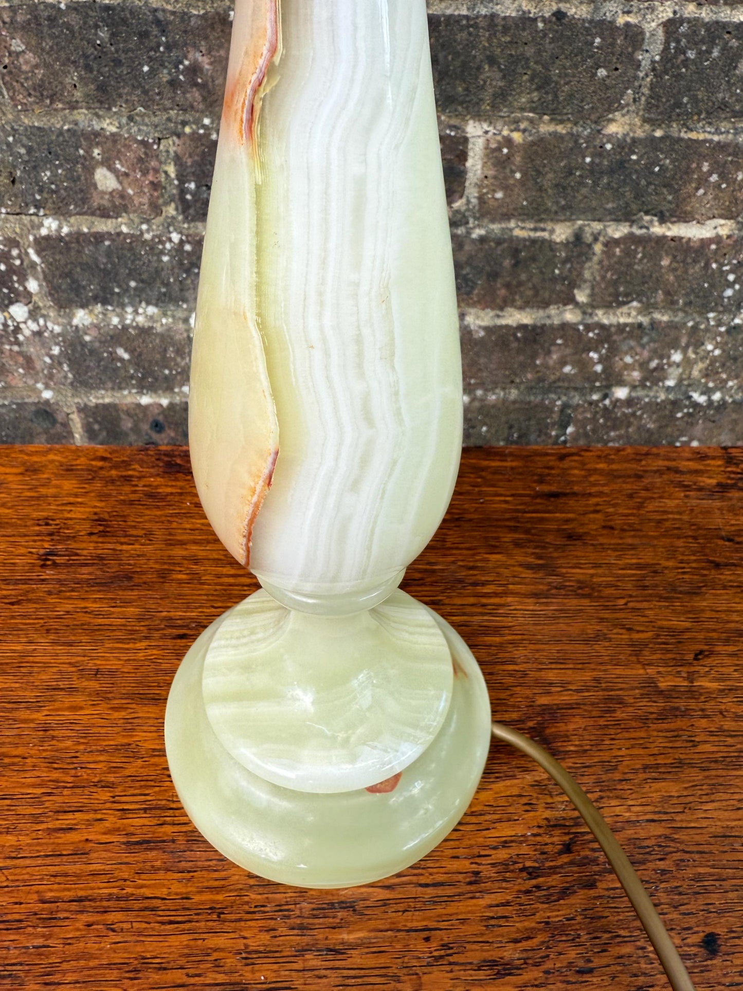 Vintage Cream, Green and Honey coloured Onyx Lamp Base; Art Deco Style Lamp. Retro lighting, Tall Retro Onyx Lamp. PAT tested. working