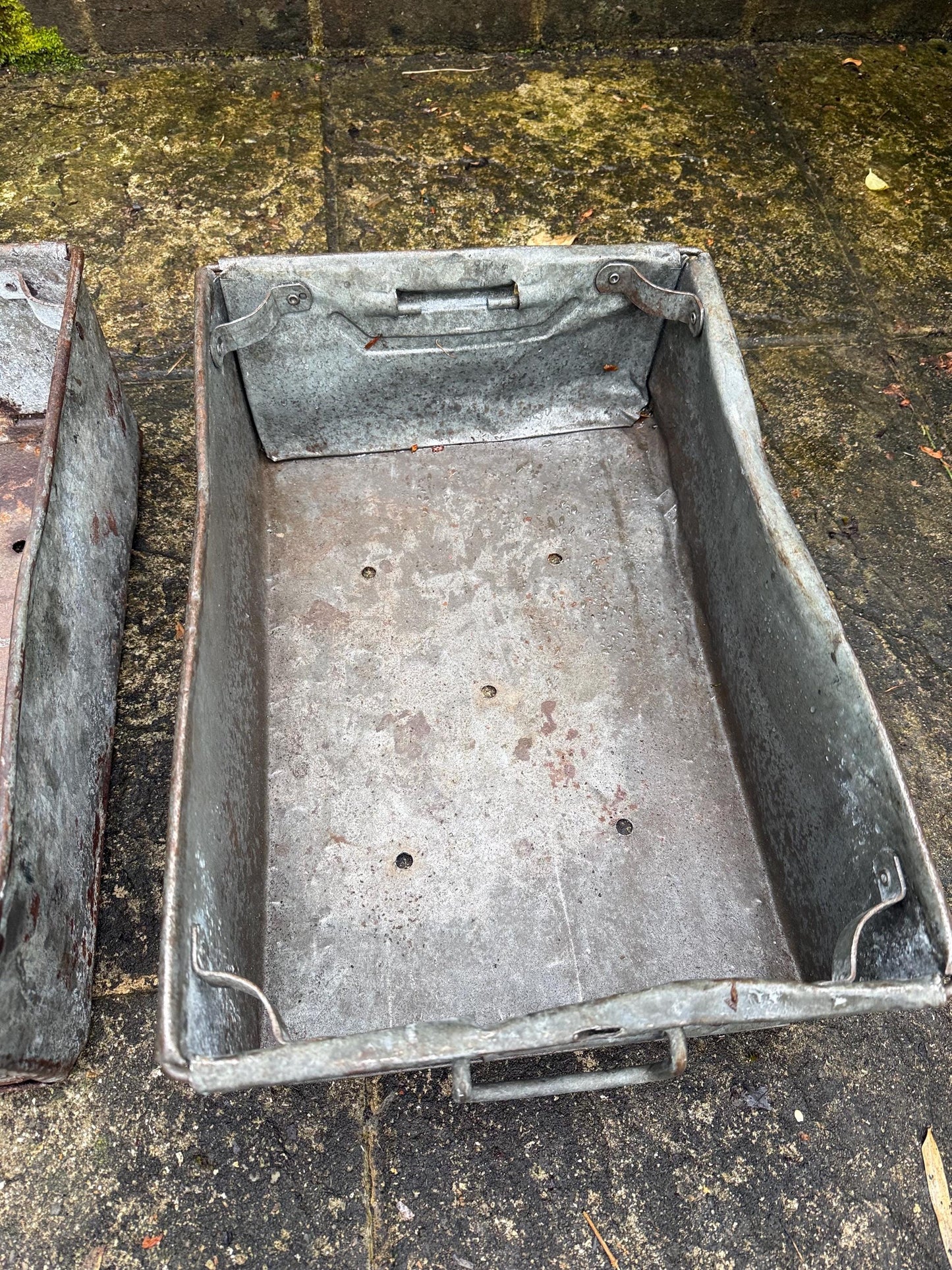 Pair of Industrial Galvanised Metal Storage Crates or Rustic Metal Planters - perfect for outdoors, patio, conservatory, kitchen 2