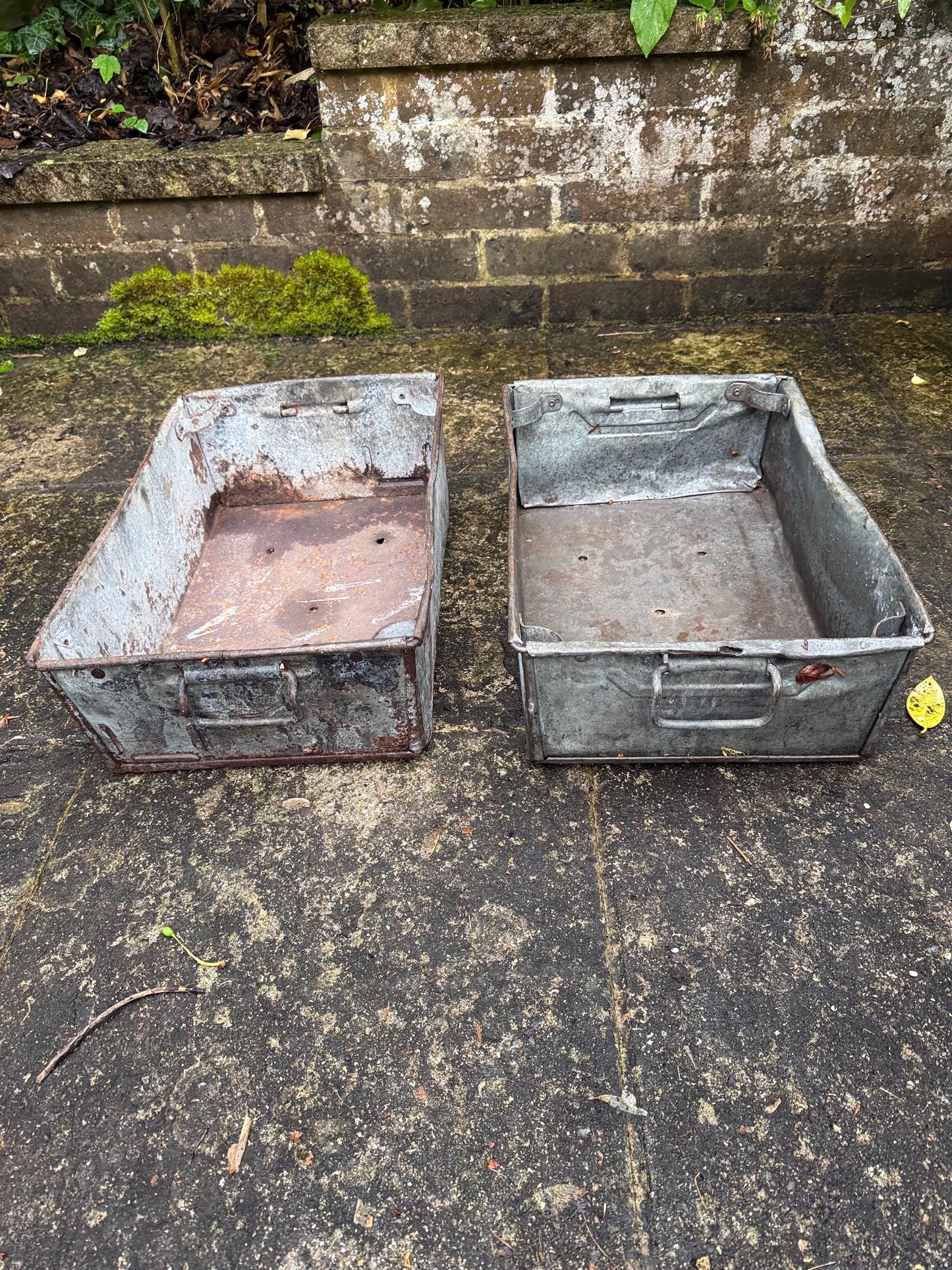 Pair of Industrial Galvanised Metal Storage Crates or Rustic Metal Planters - perfect for outdoors, patio, conservatory, kitchen 2