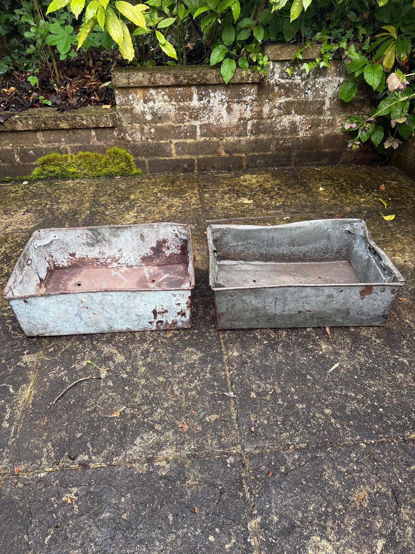 Pair of Industrial Galvanised Metal Storage Crates or Rustic Metal Planters - perfect for outdoors, patio, conservatory, kitchen 2