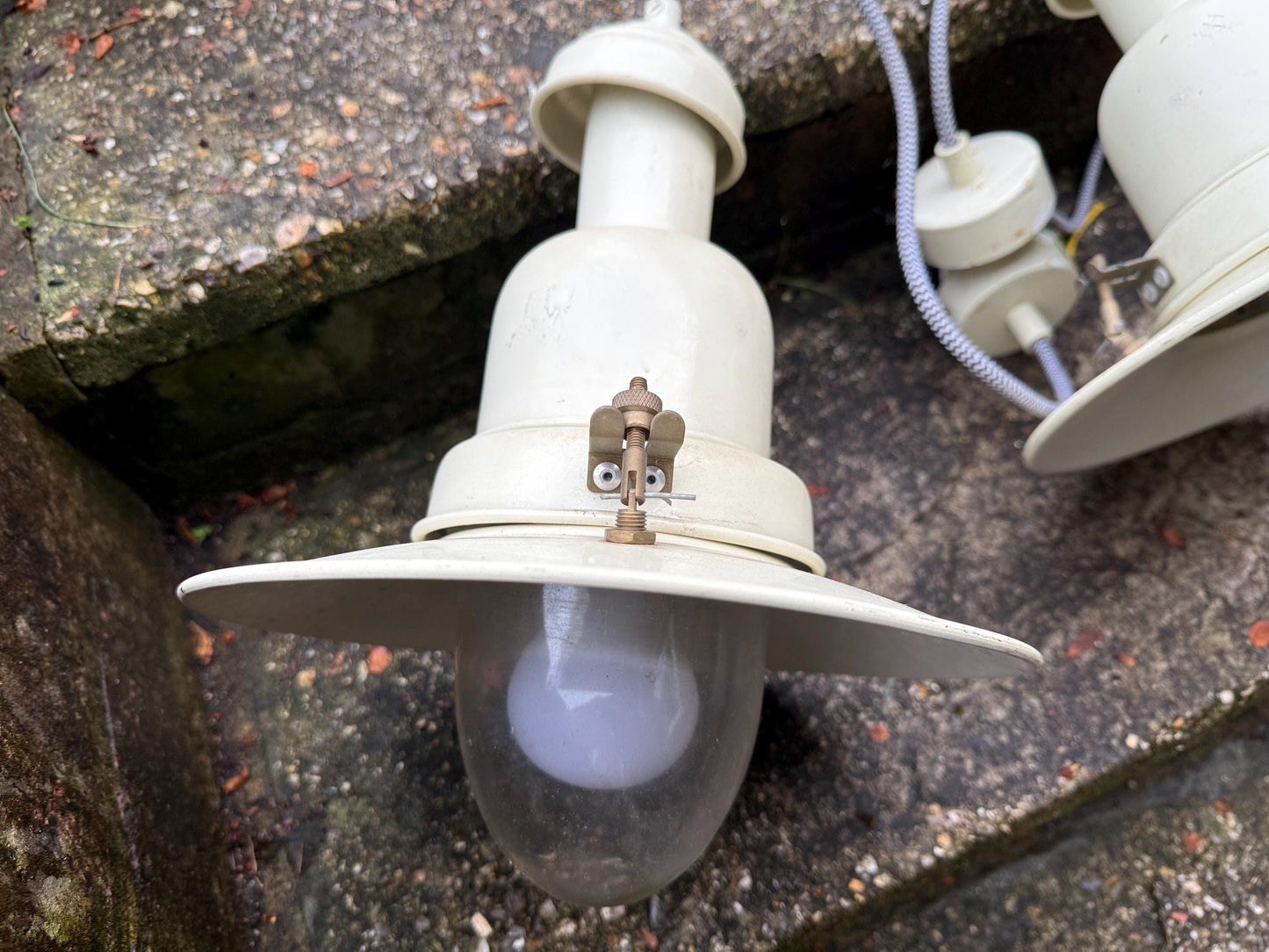Vintage Industrial Pendant Lights, 3 enamel industrial reproduction lights