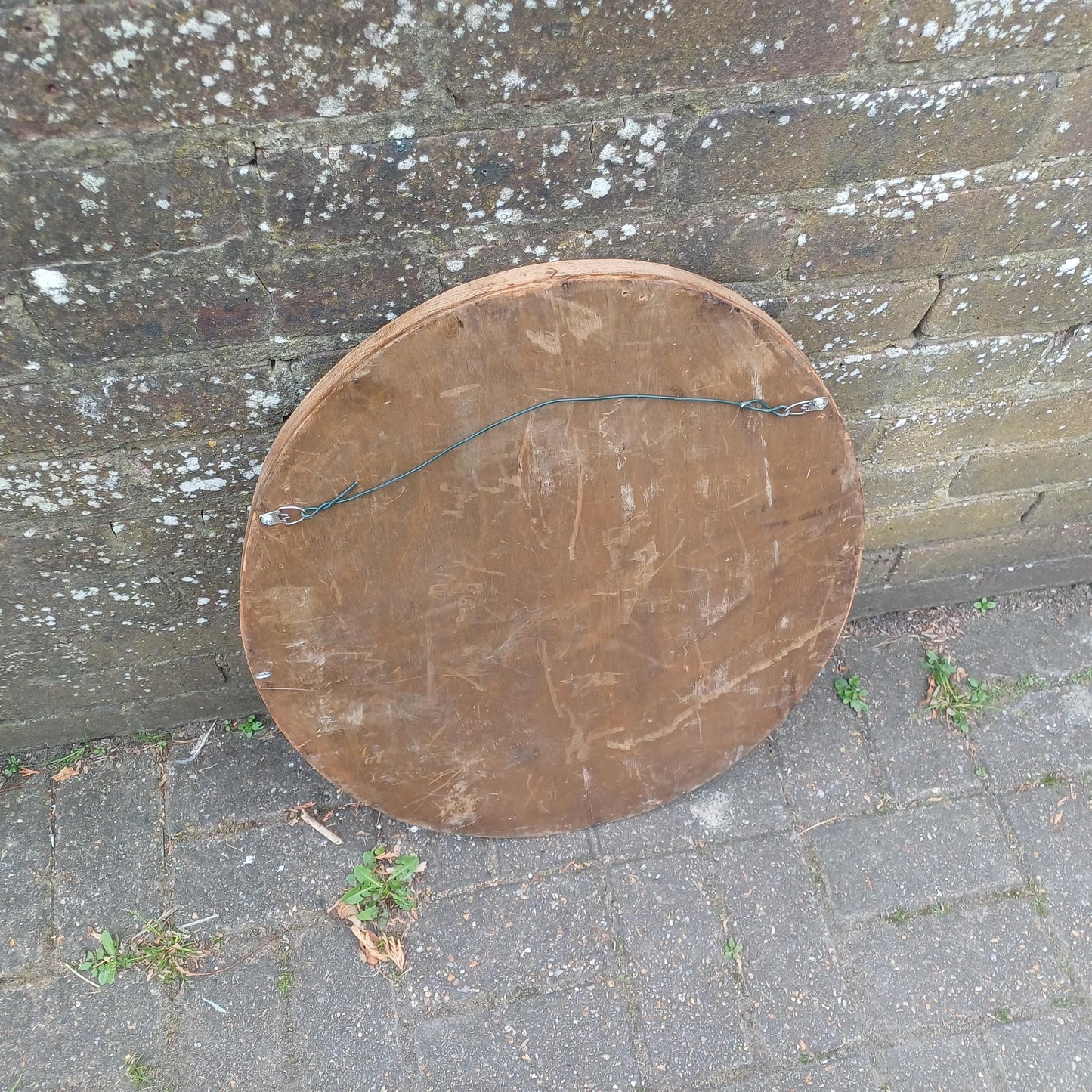 Beautiful Quality Large Vintage Stripped 1920s Solid Oak Oval Wall Mirror with Bevelled Glass