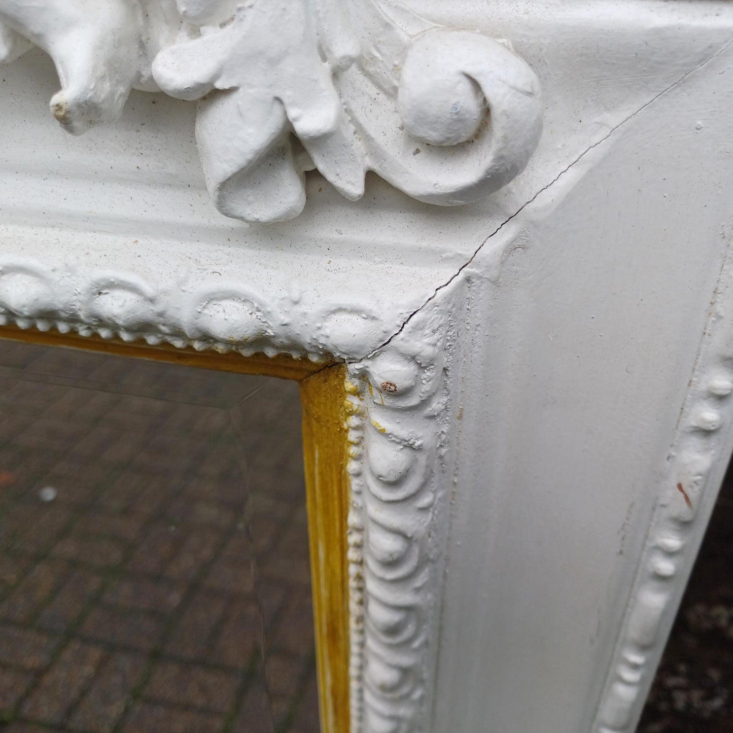 Tall Hand Painted Ornate Wall Mirror with Cherub Detail Vintage White & Gold Rococo Style Full-Length Shabby Chic Mirror FREE HAND Delivery