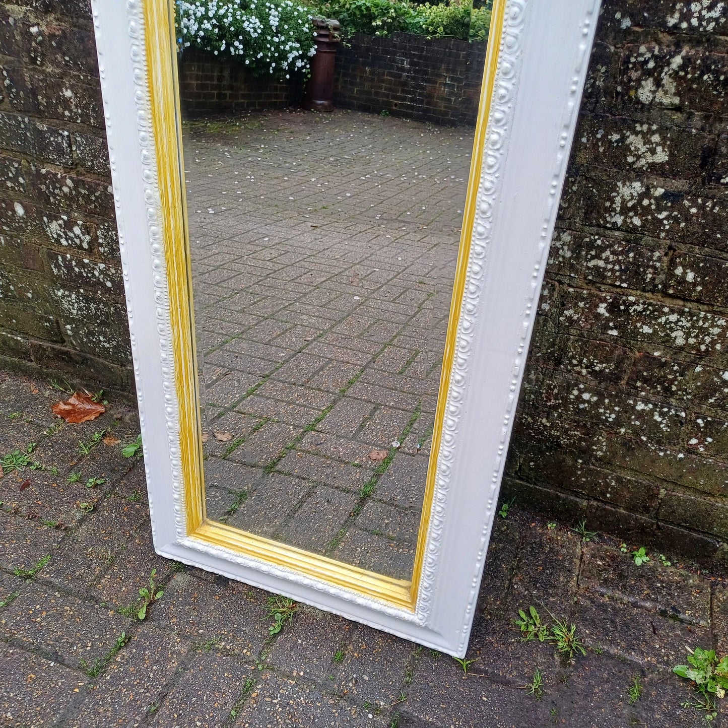 Tall Hand Painted Ornate Wall Mirror with Cherub Detail Vintage White & Gold Rococo Style Full-Length Shabby Chic Mirror FREE HAND Delivery