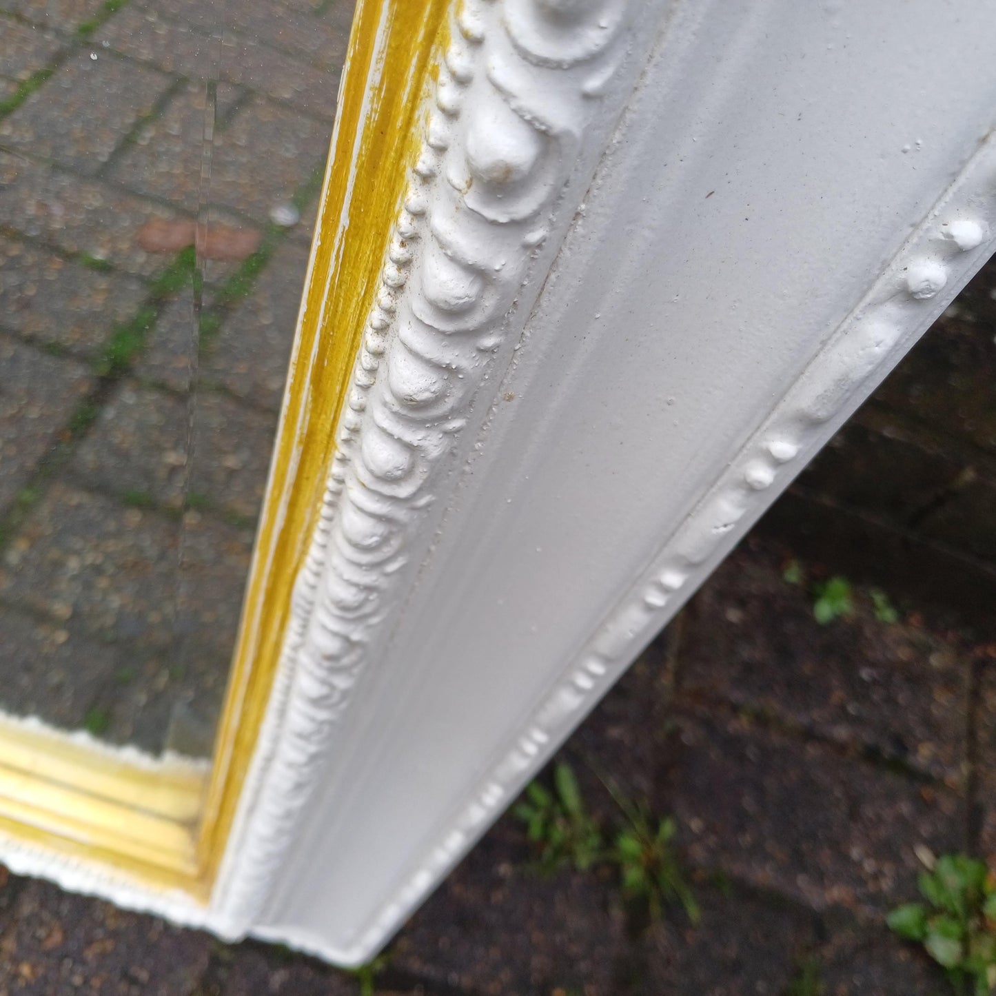 Tall Hand Painted Ornate Wall Mirror with Cherub Detail Vintage White & Gold Rococo Style Full-Length Shabby Chic Mirror FREE HAND Delivery