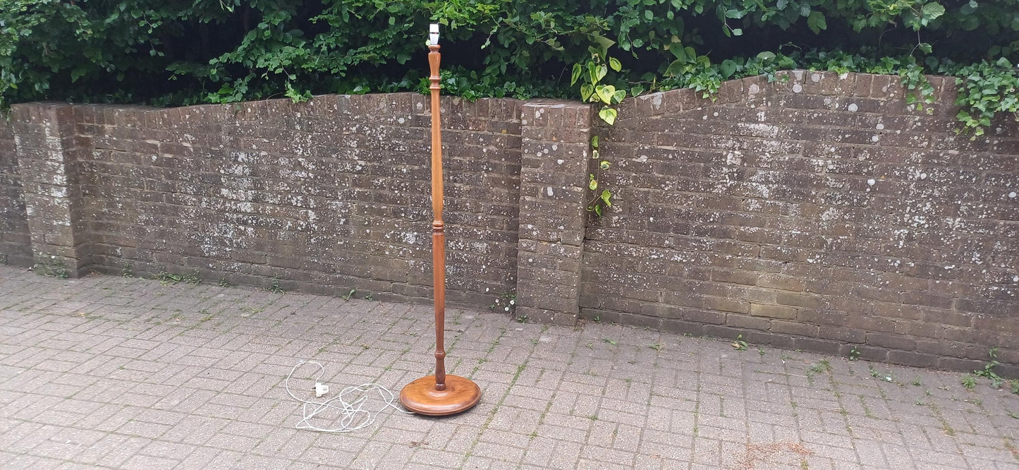 Vintage Mahogany Turned Column Floor Standard Lamp Working Order Traditional Style VGC FREE HAND Delivery