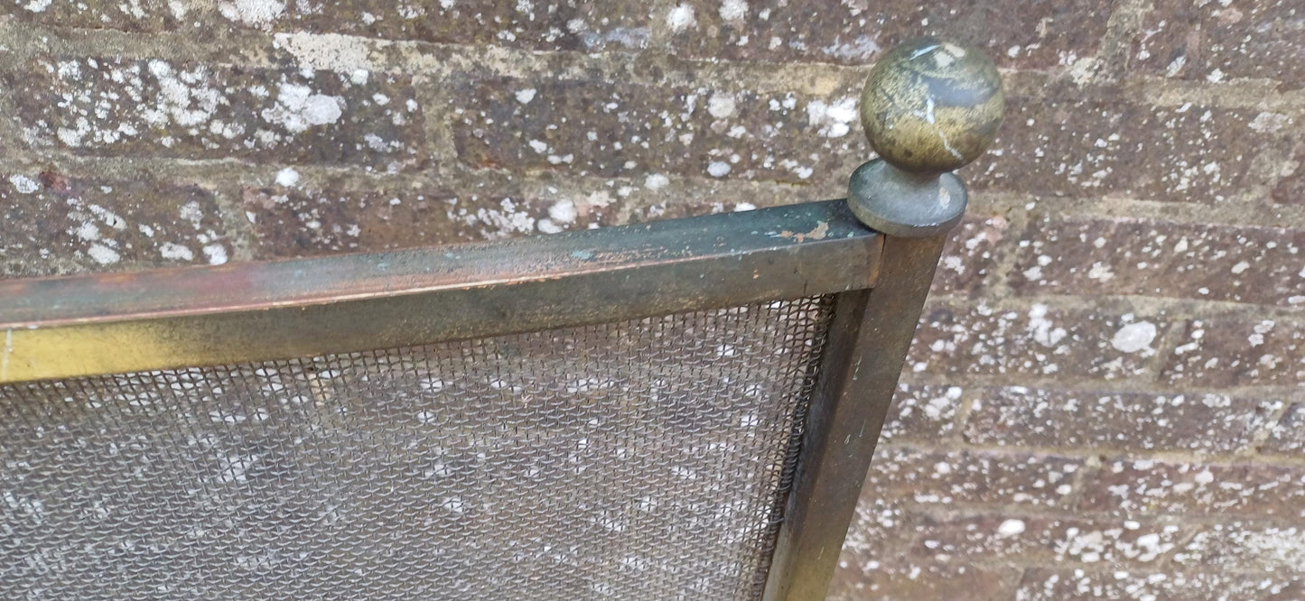 Massive Curved Metal Hues Fire Screen Vintage Spark Guard with Ornate Scroll Feet and Mesh FREE HAND Delivery 160 x 100 cm.