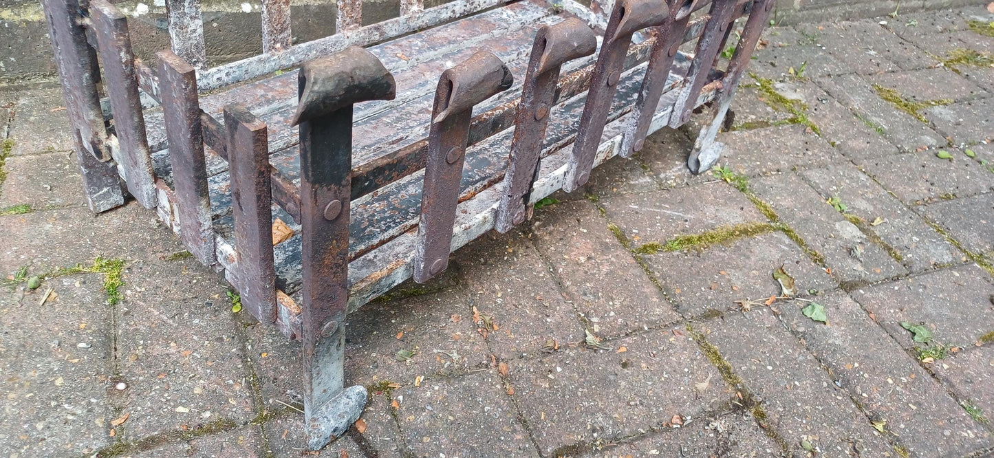 Very Large Antique Cast Iron Fire Grate English Hearth Basket Rustic Fireplace Insert Vintage Iron Fire Basket FREE HAND Delivery