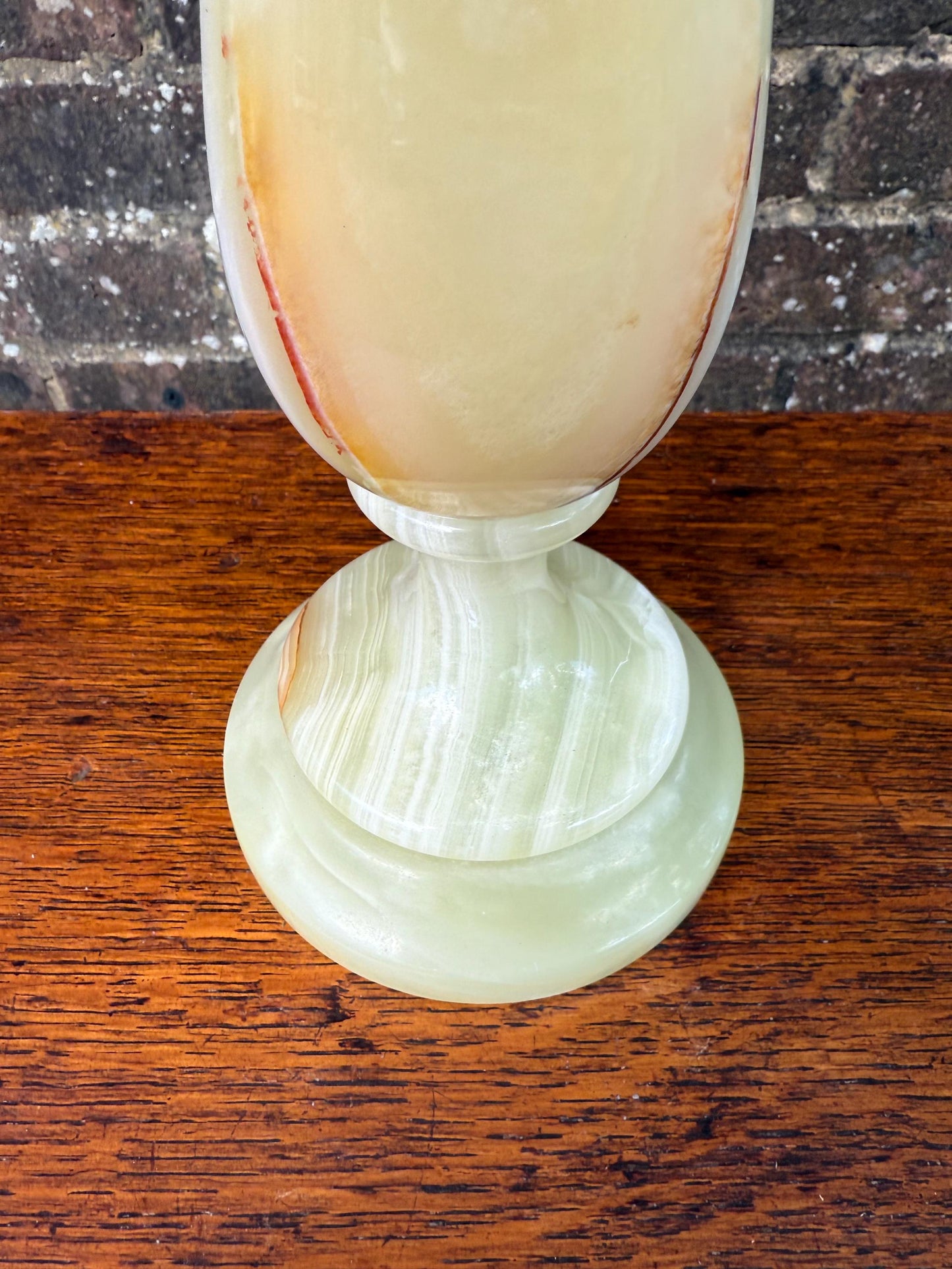 Vintage Cream, Green and Honey coloured Onyx Lamp Base; Art Deco Style Lamp. Retro lighting, Tall Retro Onyx Lamp. PAT tested. working