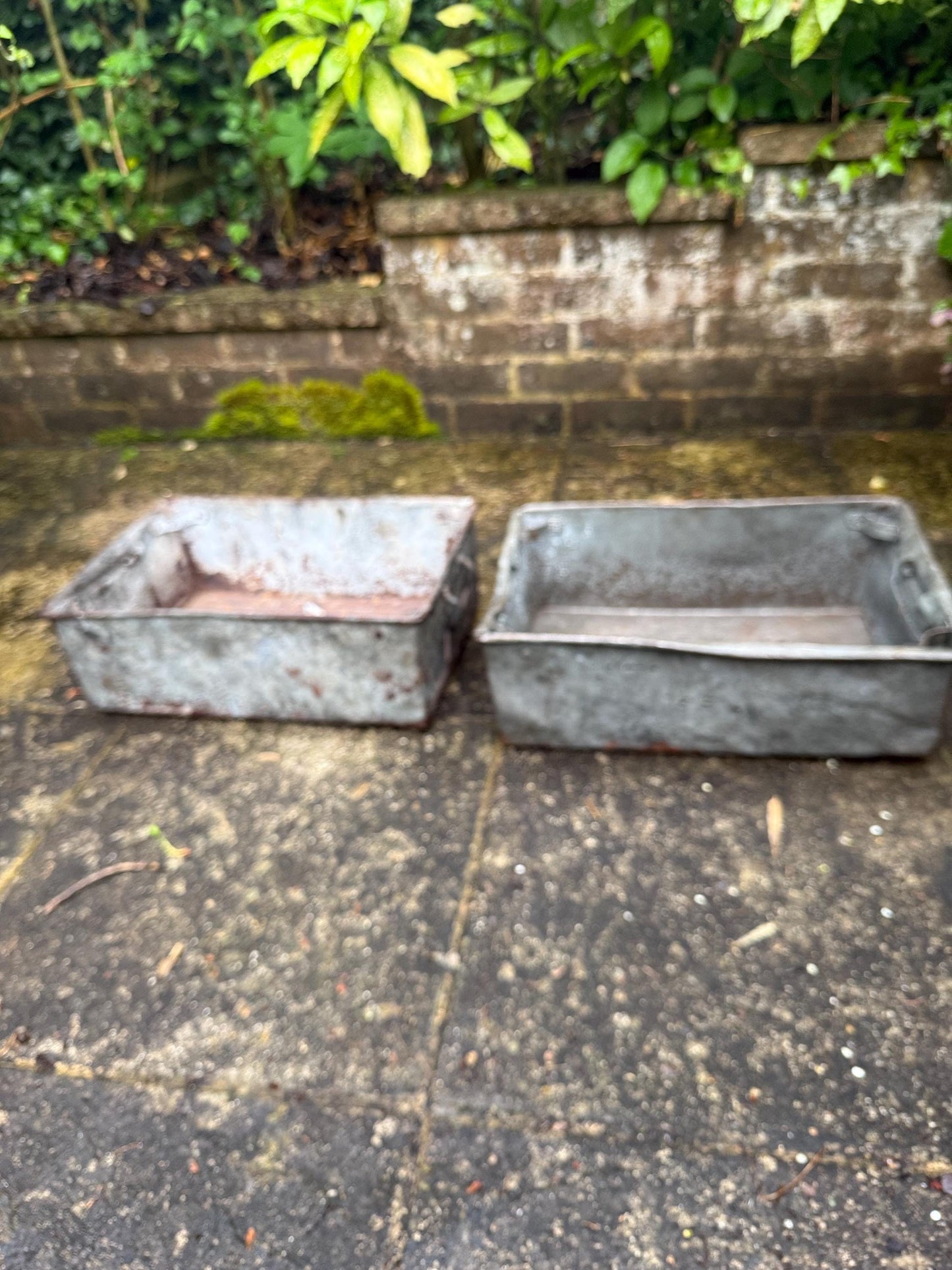 Pair of Industrial Galvanised Metal Storage Crates or Rustic Metal Planters - perfect for outdoors, patio, conservatory, kitchen 2