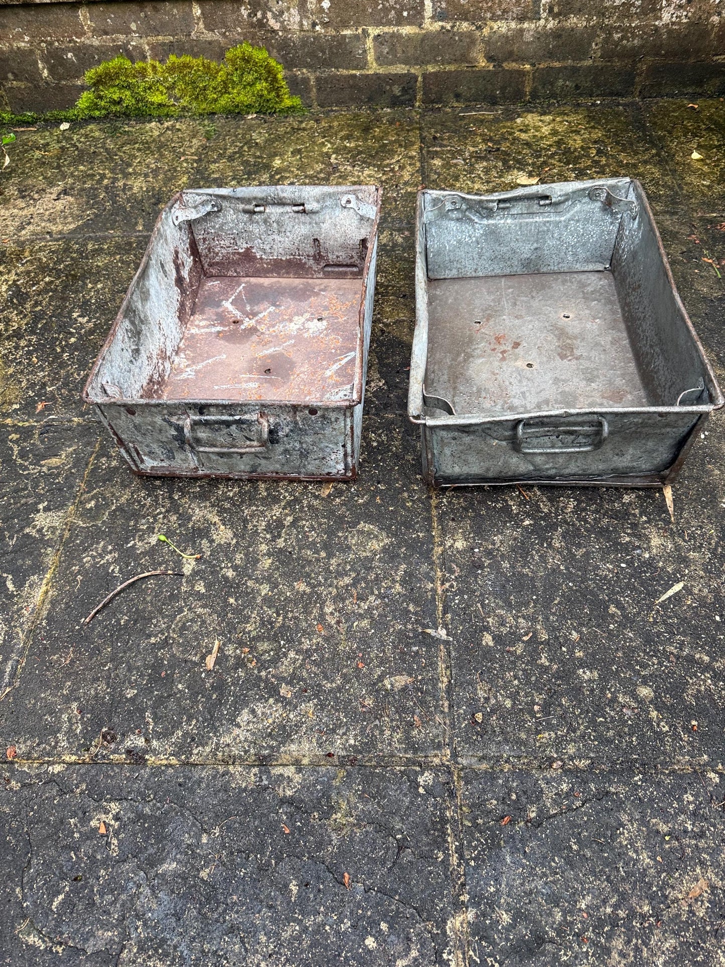 Pair of Industrial Galvanised Metal Storage Crates or Rustic Metal Planters - perfect for outdoors, patio, conservatory, kitchen 2
