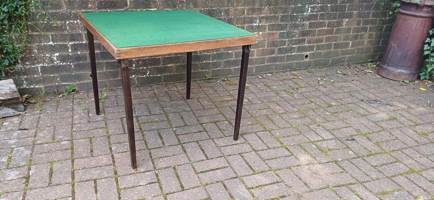 Vono Vintage Folding Card Table with Green Felt Top – 1950s Utility Design Incredibly Practical Spare Table FREE DELIVERY