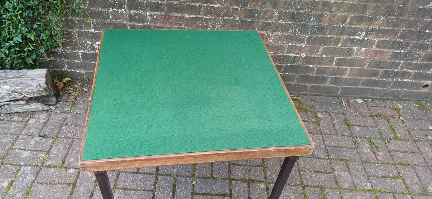 Vono Vintage Folding Card Table with Green Felt Top – 1950s Utility Design Incredibly Practical Spare Table FREE DELIVERY