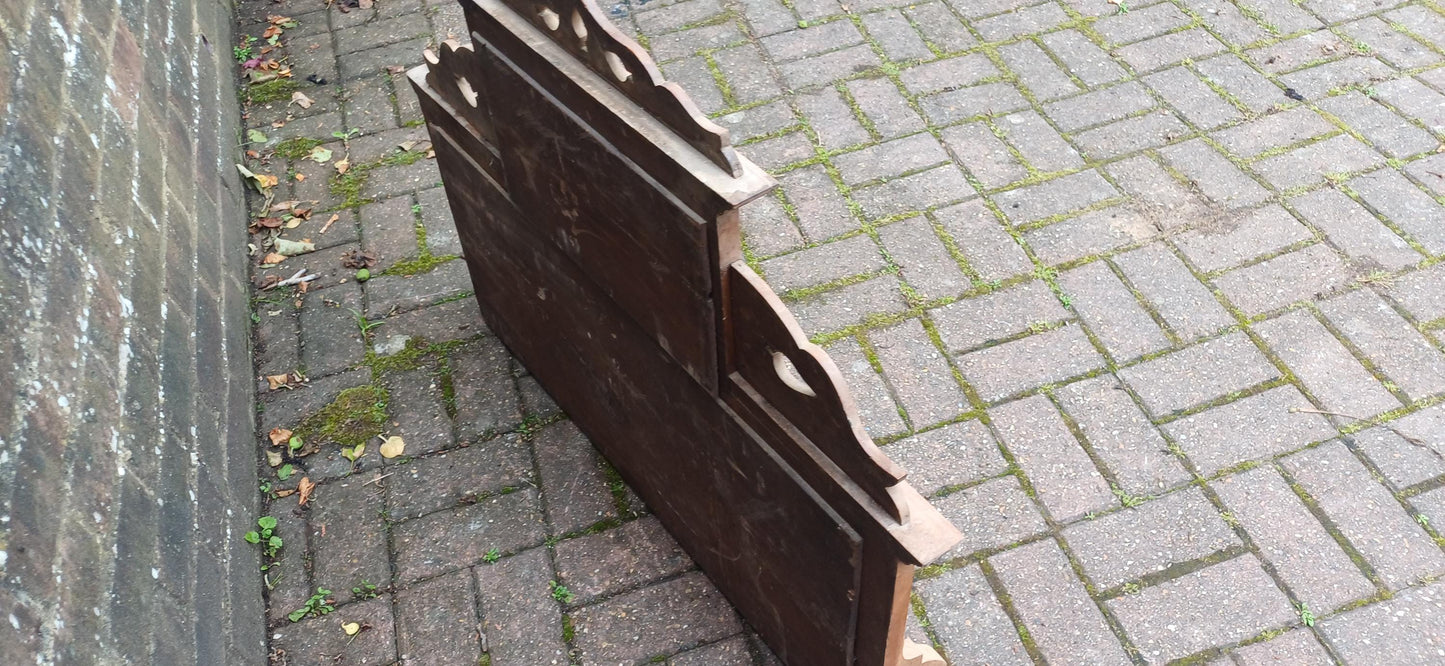 Huge Victorian Washstand Back Original Art Nouveau Majolica Tiles Carved Mirror Overmantel Antique Salvaged Mantelpiece FREE HAND Delivery