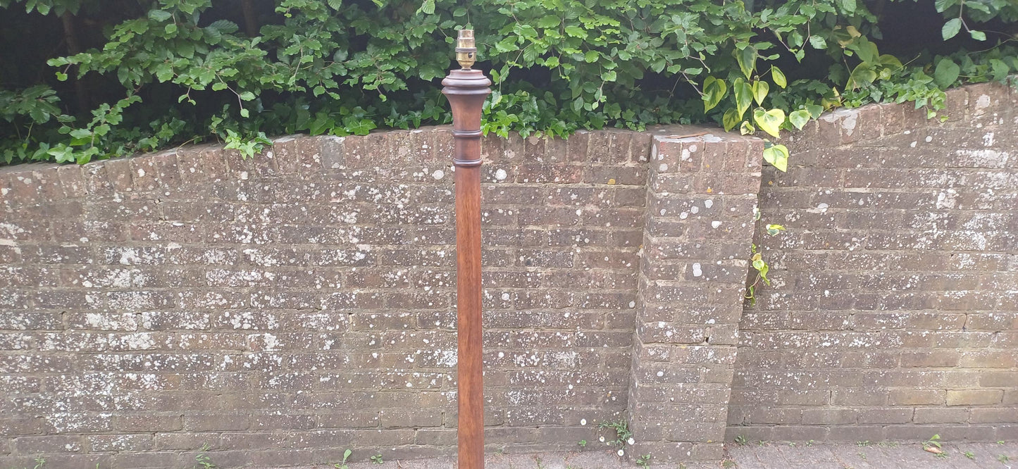 Vintage Mahogany Turned Column Floor Standard Lamp Working Order Traditional Style VGC FREE HAND Delivery Working Order and Pat Tested