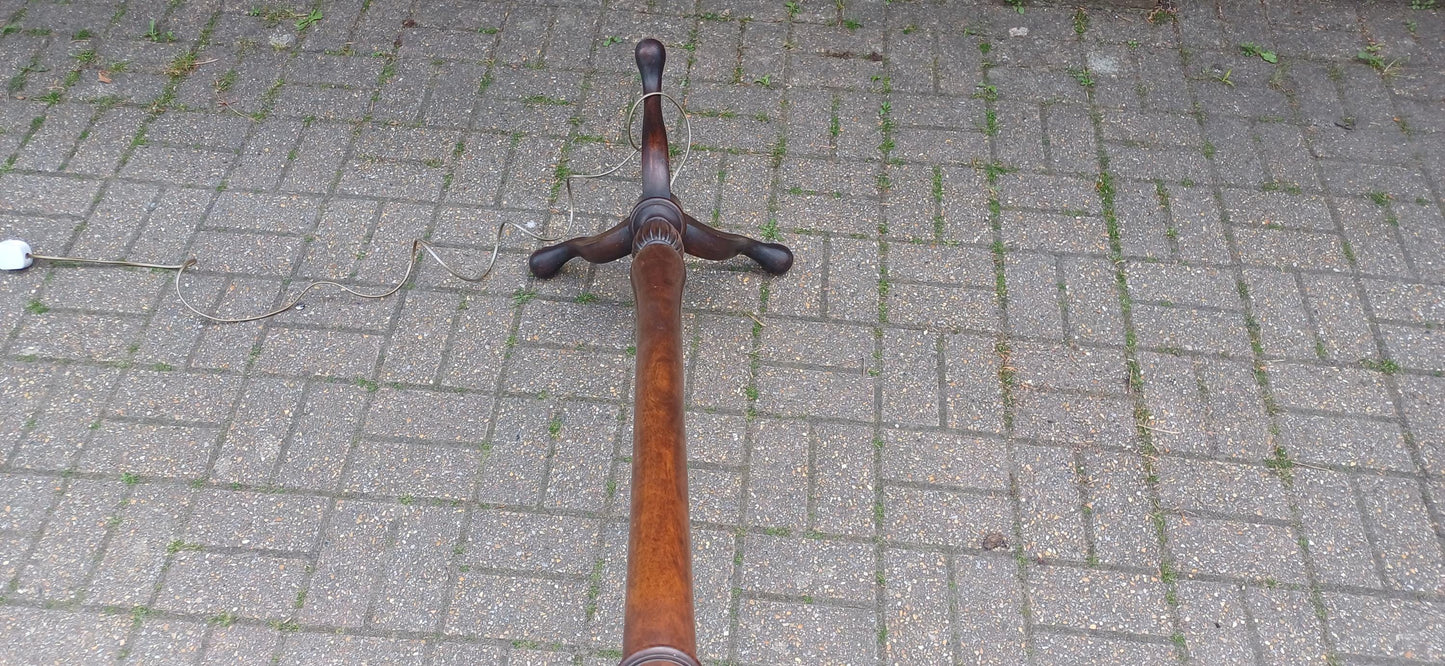 Vintage Mahogany Turned Column Floor Standard Lamp Working Order Traditional Style VGC FREE HAND Delivery Working Order and Pat Tested