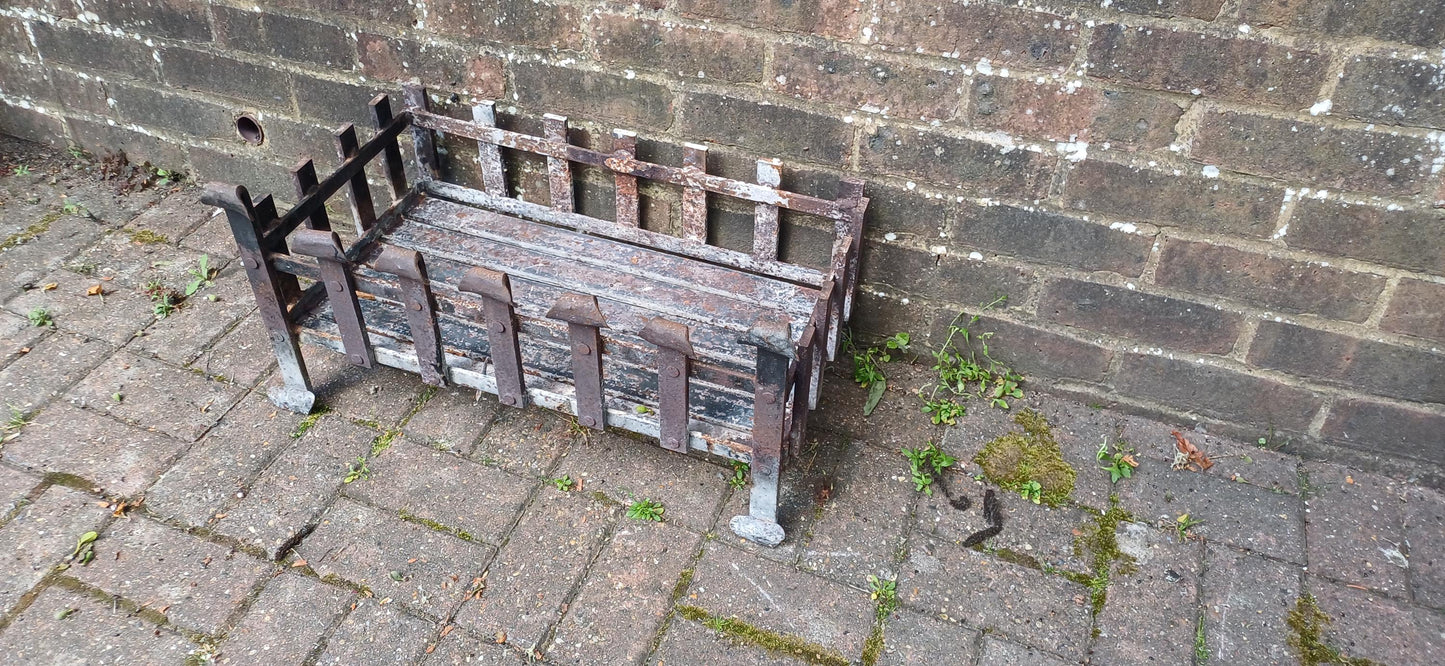 Very Large Antique Cast Iron Fire Grate English Hearth Basket Rustic Fireplace Insert Vintage Iron Fire Basket FREE HAND Delivery