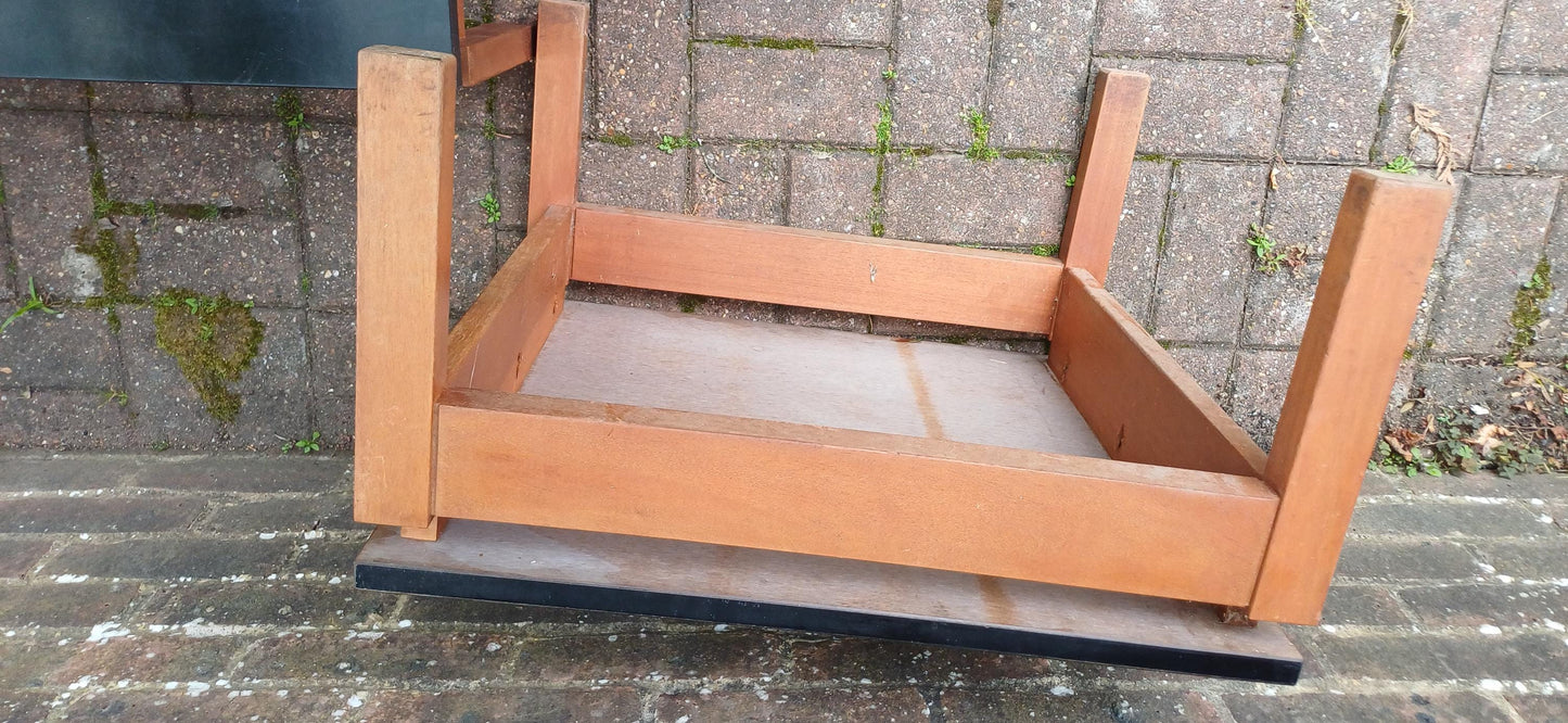 Pair of Vintage 1960s Teak & Black Formica Floating Coffee Tables – Modular Mid Century Modern Design – Use Together or Apart