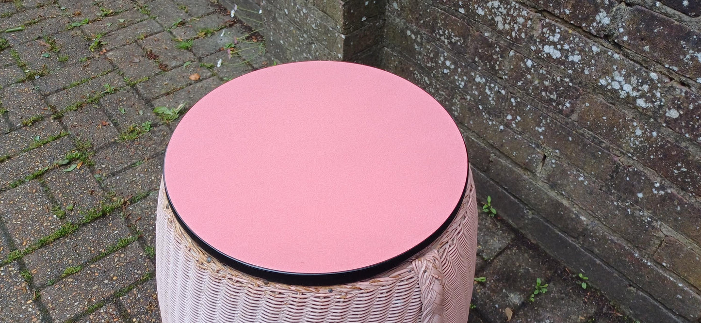 Vintage Pink Lloyd Loom Linen Basket by Lusty Retro Laundry Hamper with Formica Lid 1950s Mid Century Storage Shabby Chic Bathroom Decor