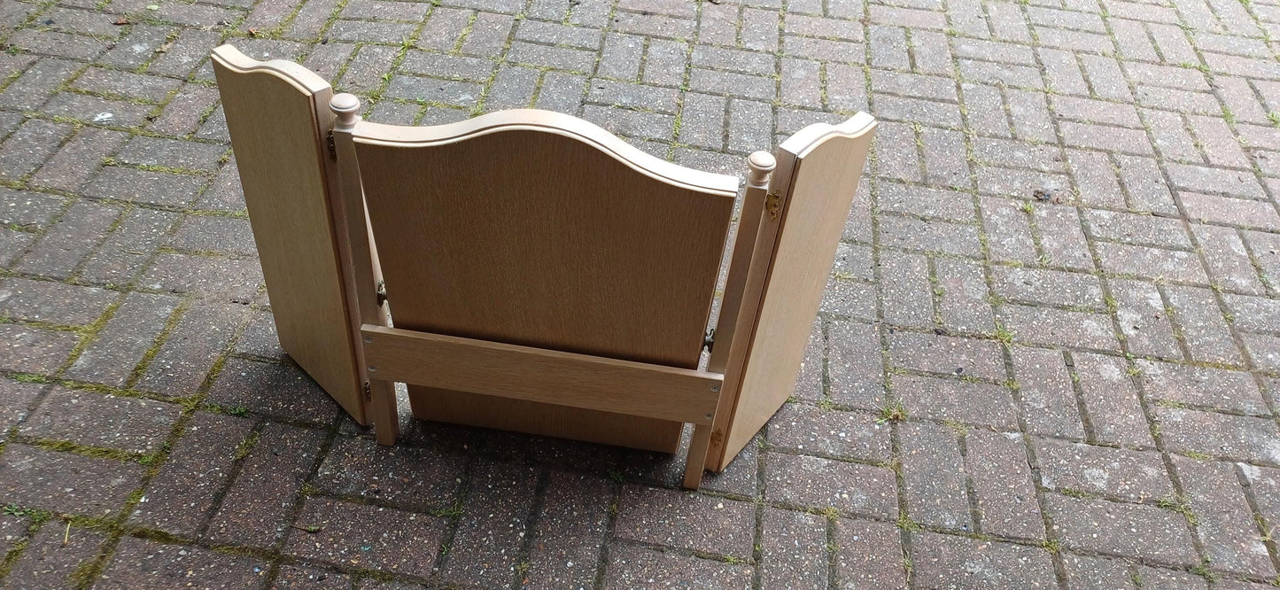 Vintage 1920s Limed Oak Dressing Table Mirror Bevelled Glass, Tilting Centre, Swing Panels, Elegant Vanity Display, Shabby Chic Style