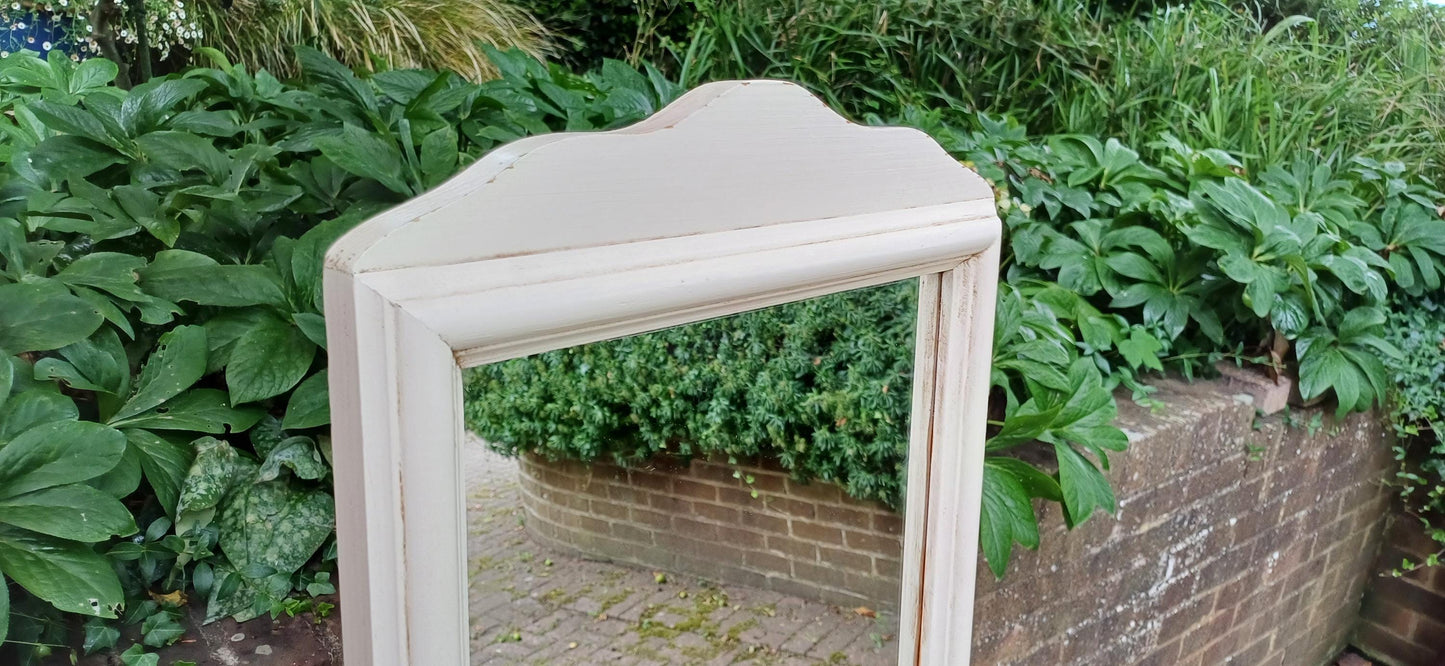Vintage Full Length Cheval Mirror – Freestanding Swing Mirror in Cream – Distressed Painted Frame, Bedroom Decor, FREE HAND Delivery