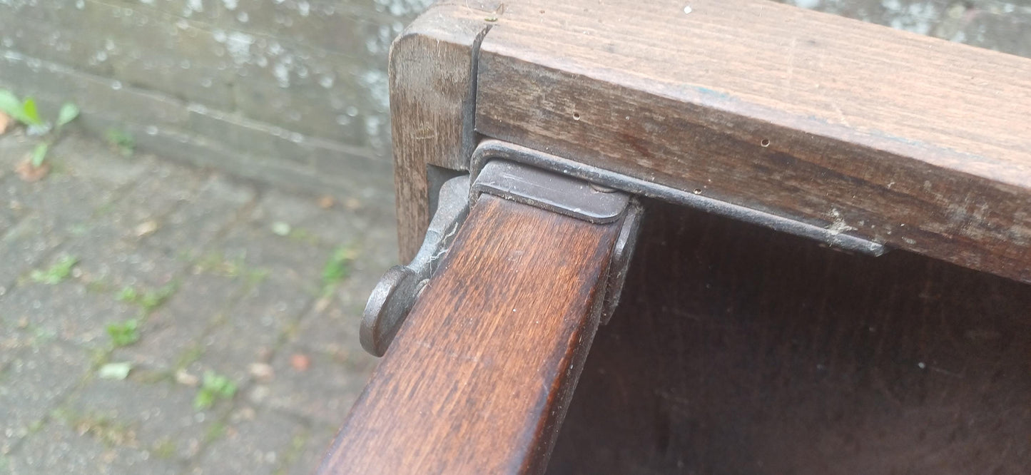 Antique Victorian Folding Card Jigsaw Table Red Velvet Baize Top, Collapsible Legs And Rare Original Metal Spring Action Lock Mechanism