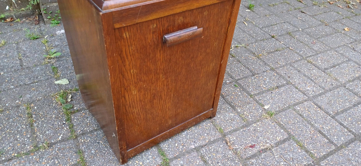 Vintage 50s Oak Effect Scuttle Bin with Original Metal Liner Wooden Coal Box Fireside Storage Vintage Kindling