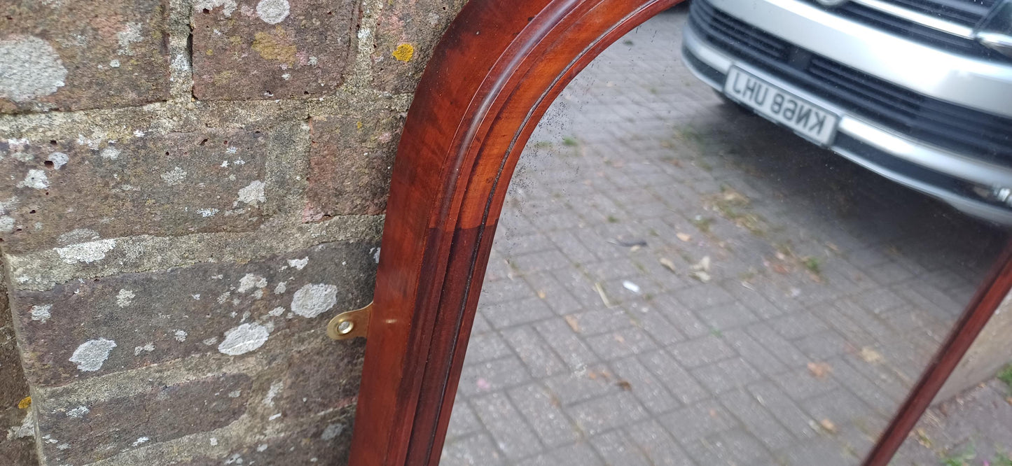 Huge Antique Mahogany Wall Mirror Vintage Overmantel Arched Mirror Original Glass Hallway Living Room Bedroom Bathroom FREE HAND Delivery
