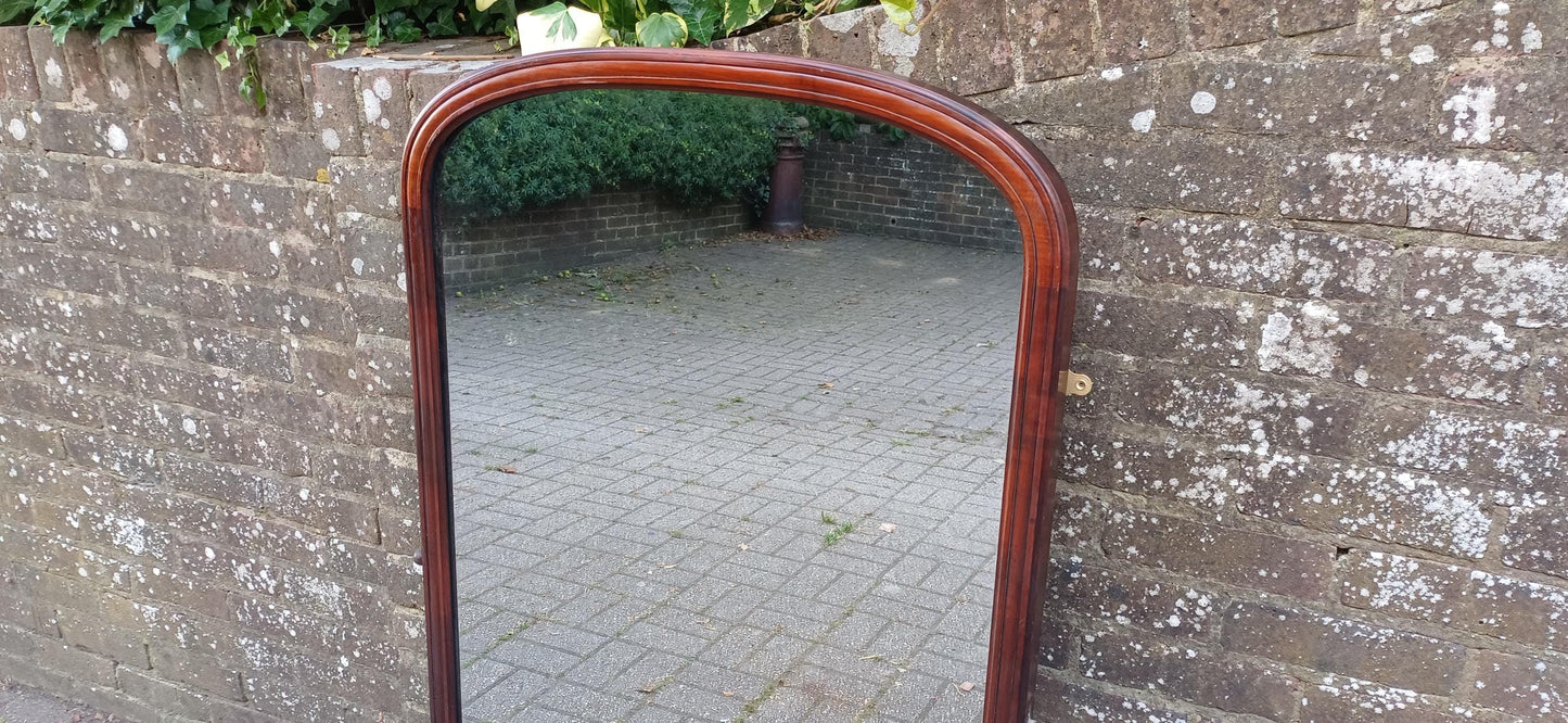 Huge Antique Mahogany Wall Mirror Vintage Overmantel Arched Mirror Original Glass Hallway Living Room Bedroom Bathroom FREE HAND Delivery
