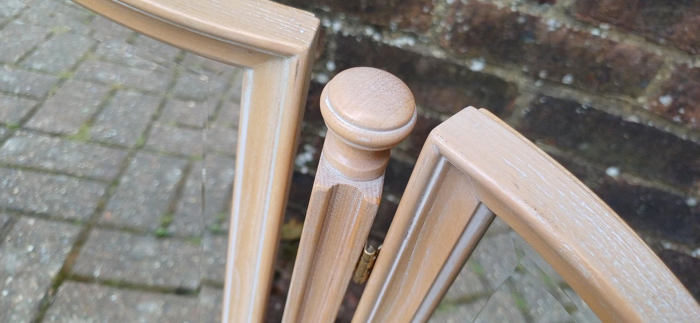 Vintage 1920s Limed Oak Dressing Table Mirror Bevelled Glass, Tilting Centre, Swing Panels, Elegant Vanity Display, Shabby Chic Style