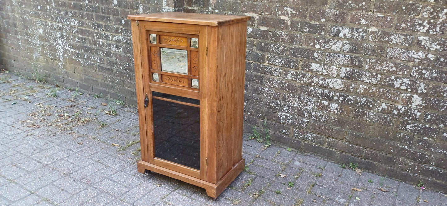 Victorian Walnut & Mahogany Glass Display Cabinet Antique Mirrored Glass Door Cupboard Vintage Storage Early 20th Century FREE HAND Delivery