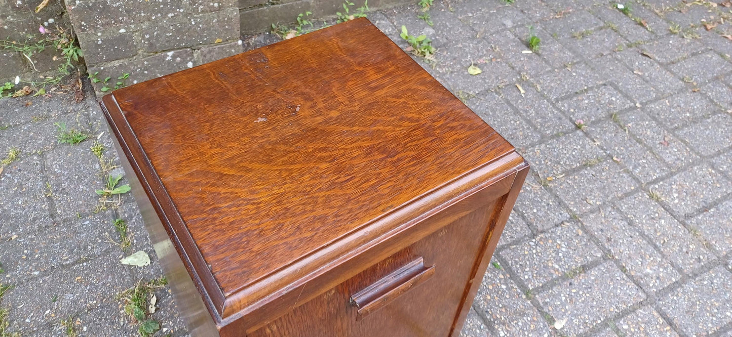 Vintage 50s Oak Effect Scuttle Bin with Original Metal Liner Wooden Coal Box Fireside Storage Vintage Kindling
