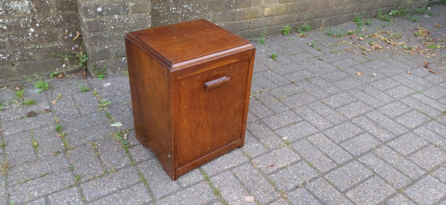 Vintage 50s Oak Effect Scuttle Bin with Original Metal Liner Wooden Coal Box Fireside Storage Vintage Kindling