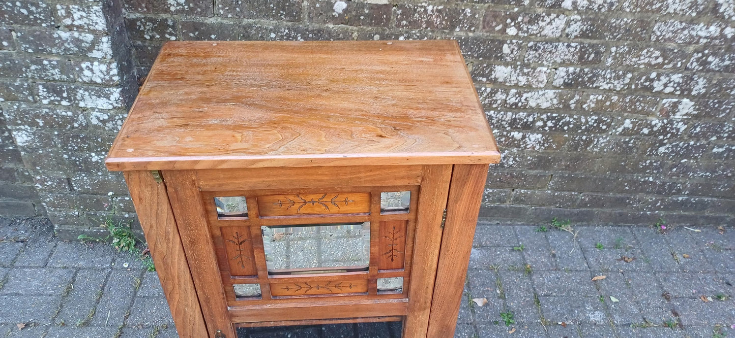 Victorian Walnut & Mahogany Glass Display Cabinet Antique Mirrored Glass Door Cupboard Vintage Storage Early 20th Century FREE HAND Delivery
