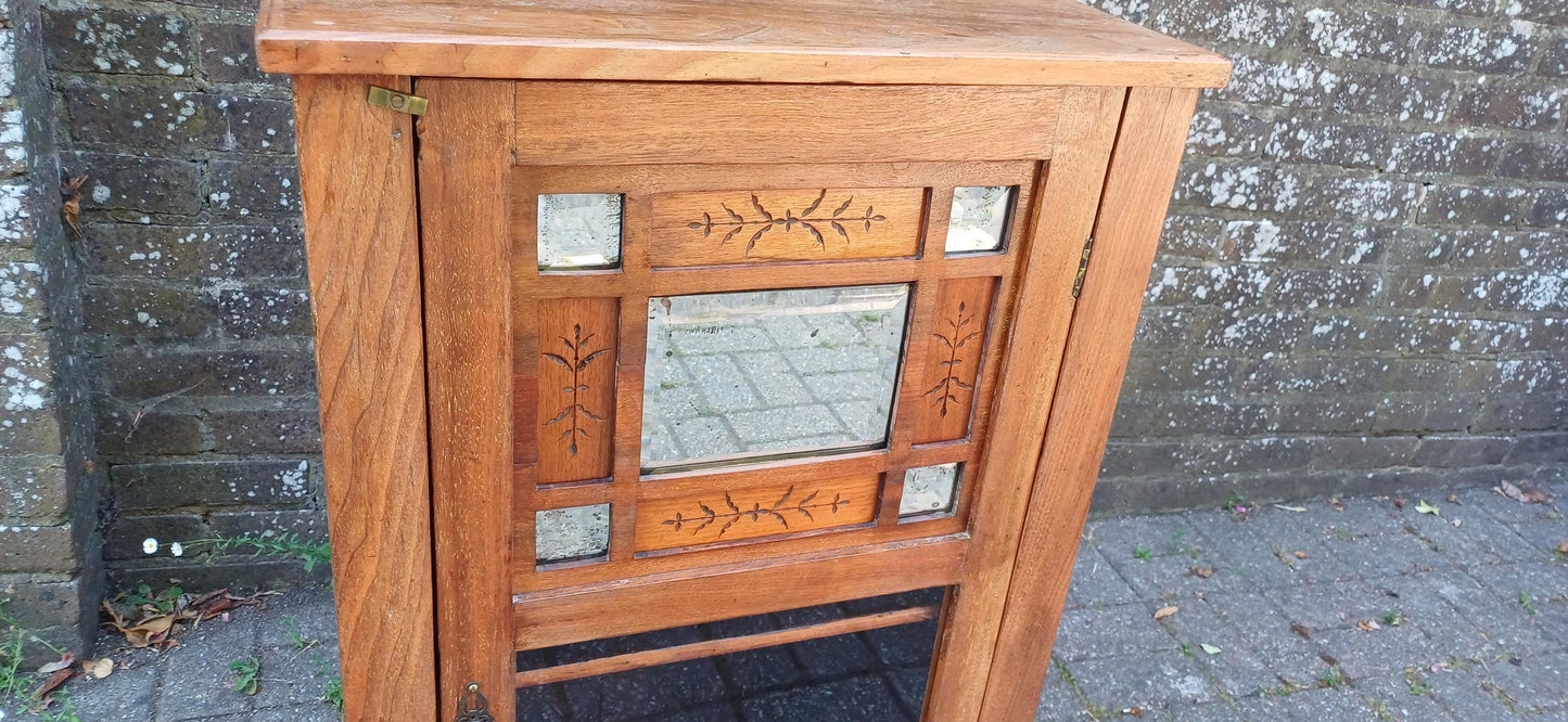 Victorian Walnut & Mahogany Glass Display Cabinet Antique Mirrored Glass Door Cupboard Vintage Storage Early 20th Century FREE HAND Delivery