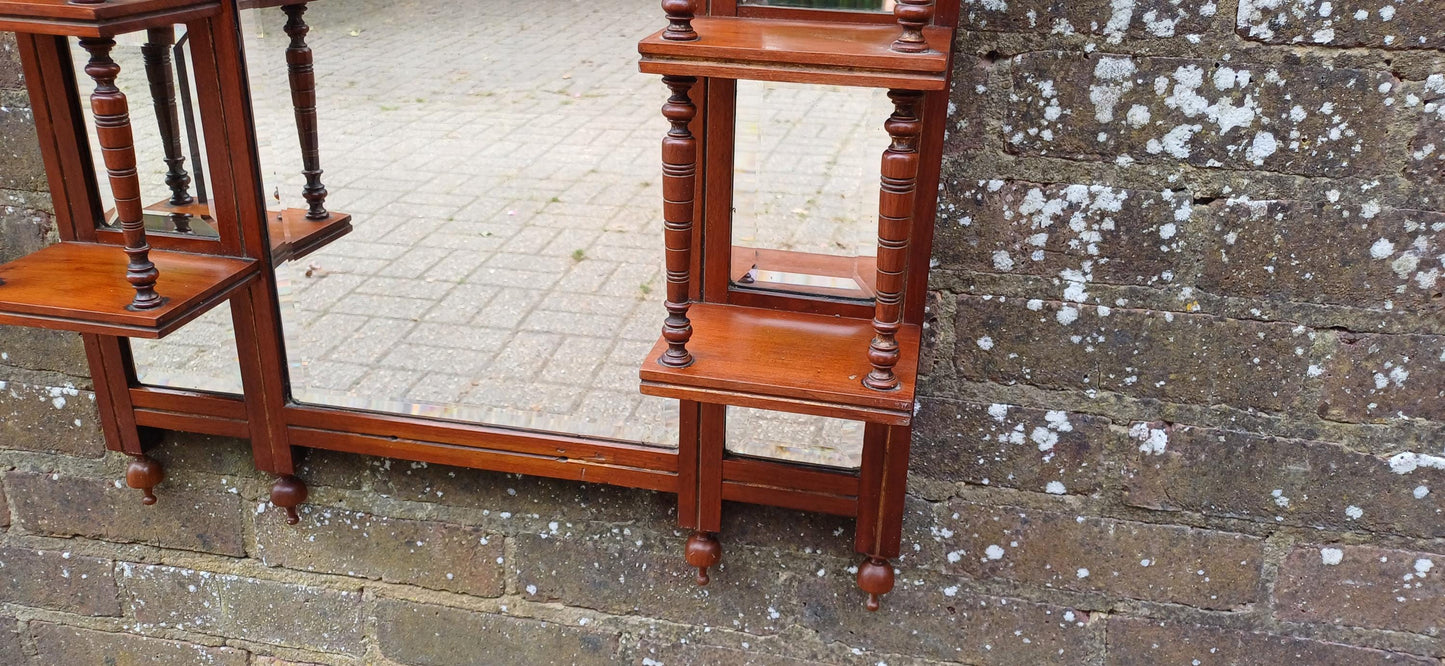 Antique Victorian Mahogany Wall Mirror 7 Mirrors Ornate Carved Pediment Vintage Display Hallway Mirror 19th Century Decor FREE HAND Delivery